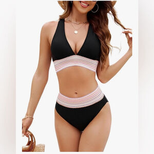 NEW High Waisted Bikini Set Tummy Control Swimsuit 2 Pc Bathing Suit M